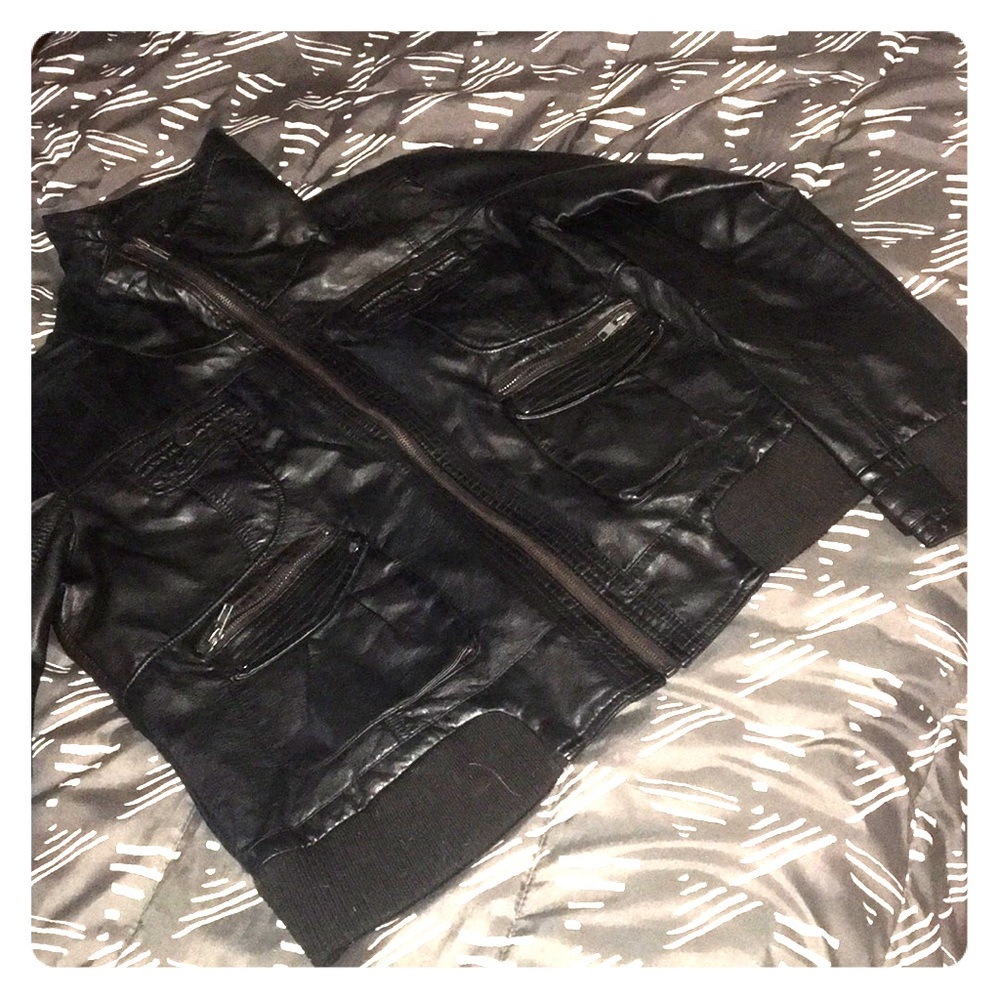 Light, black leather jacket